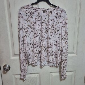 cloth & stone Pink and Brown Floral Peasant Top